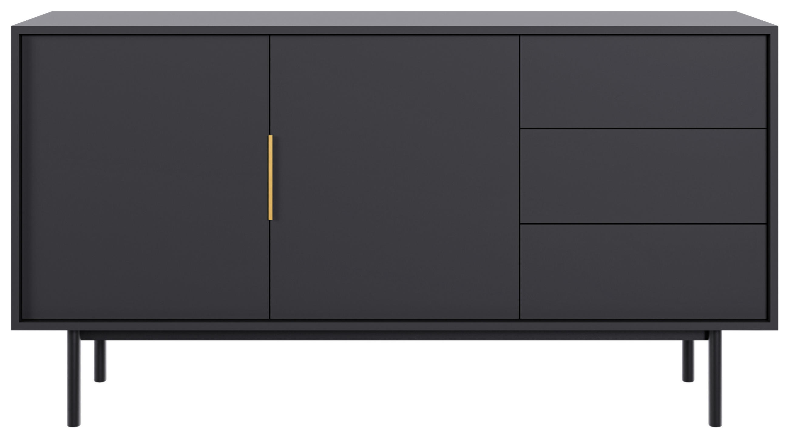 SIDEBOARD Viva  in 154/82/39 cm  - Goldfarben/Schwarz, Design, Holzwerkstoff/Metall (154/82/39cm) - Xora