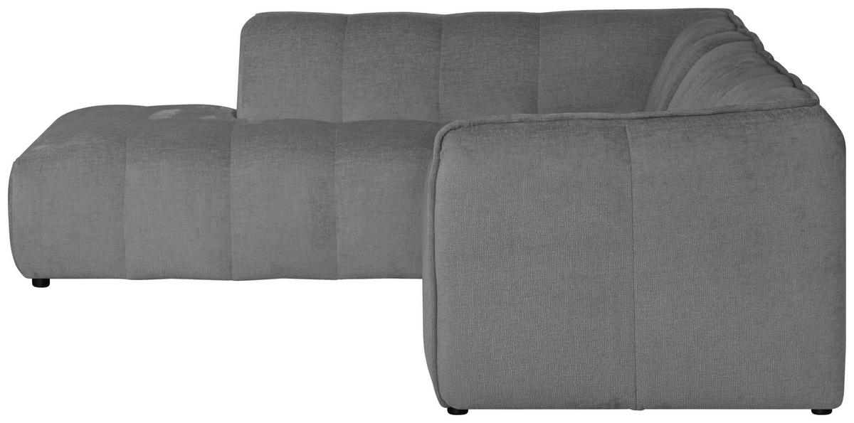ECKSOFA LIVOLI in Chenille Hellgrau  218/260 cm  - Hellgrau/Schwarz, Design, Textil (218/260cm) - MID.YOU