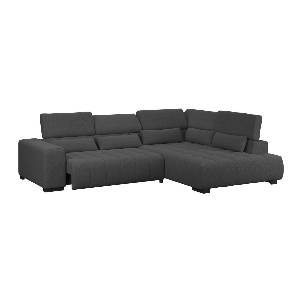 ECKSOFA MATERA Graphitfarben Chenille, Struktur Nierenkissen, Kopfteilverstellung, Sitzvorzug  - Schwarz/Graphitfarben, Trend, Holz/Textil (311/226cm) - MID.YOU