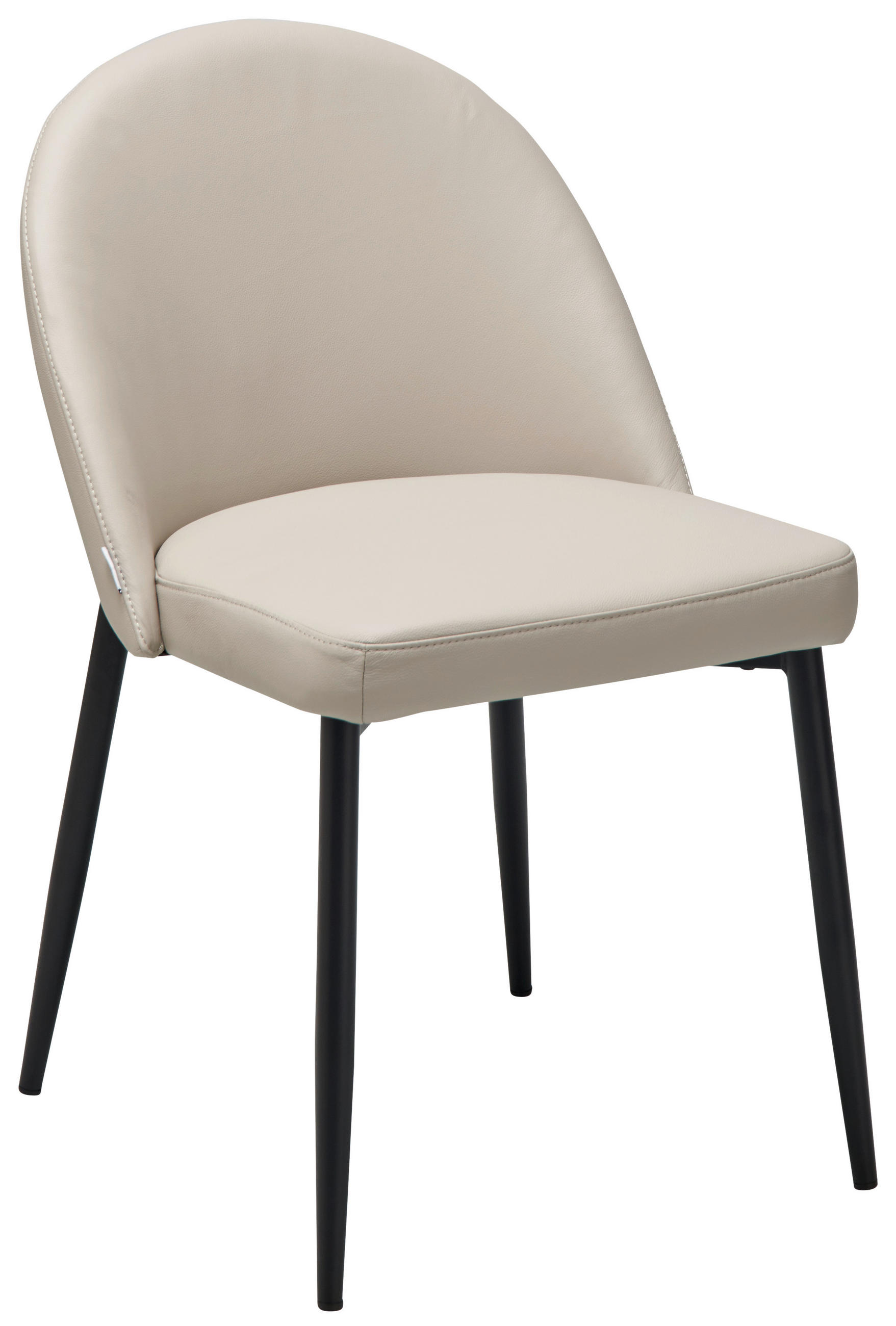 STUHL Echtleder Beige  - Beige/Schwarz, Design, Leder/Metall (51.5/81.5/61cm) - Livetastic