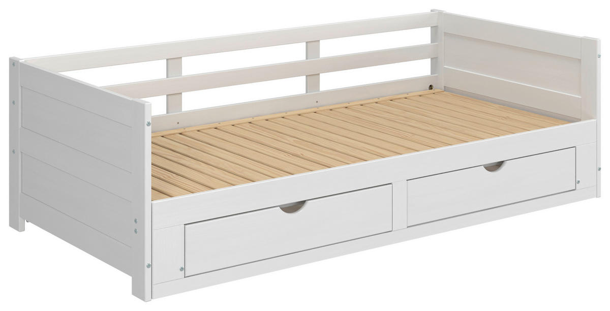 AUSZIEHBETT 200/100 cm Weiss  - Weiss/Naturfarben, Modern, Holz/Holzwerkstoff (200/100cm) - MID.YOU