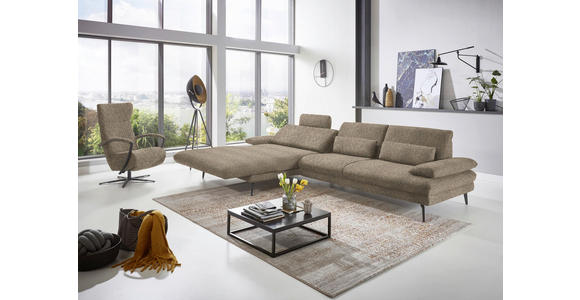 ECKSOFA in Chenille Braun, Grün 180/310 cm - Schwarz/Braun, Design, Textil/Metall (180/310cm) - Dieter Knoll