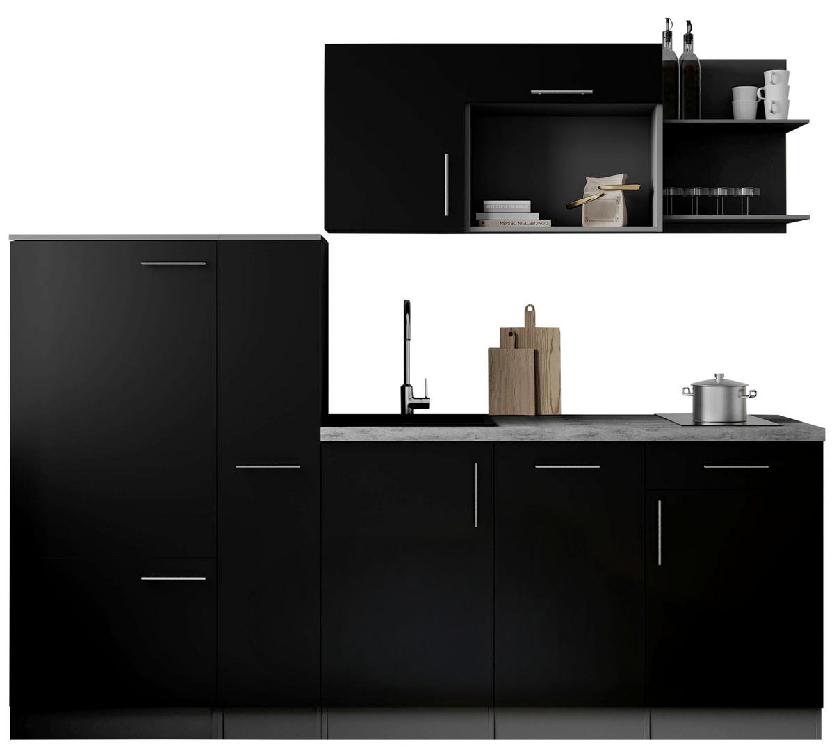 MODULKÖK 235 cm   i svart  - svart/grå, Trend, metall/trämaterial (235cm) - Respekta