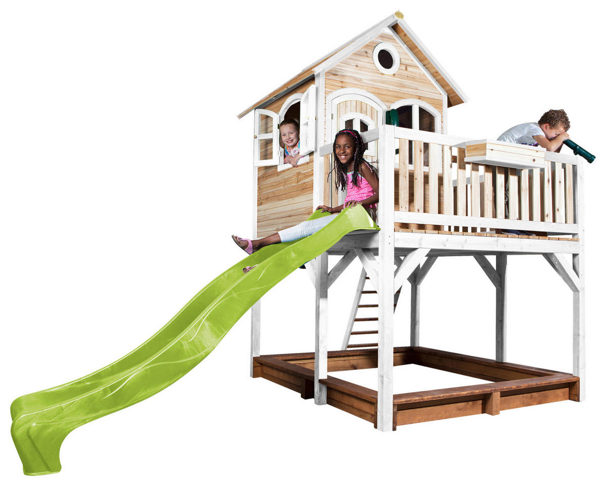 SPIELTURM 377/291/255 cm  - Braun/Weiß, KONVENTIONELL, Holz (377/291/255cm) - Ambia Garden