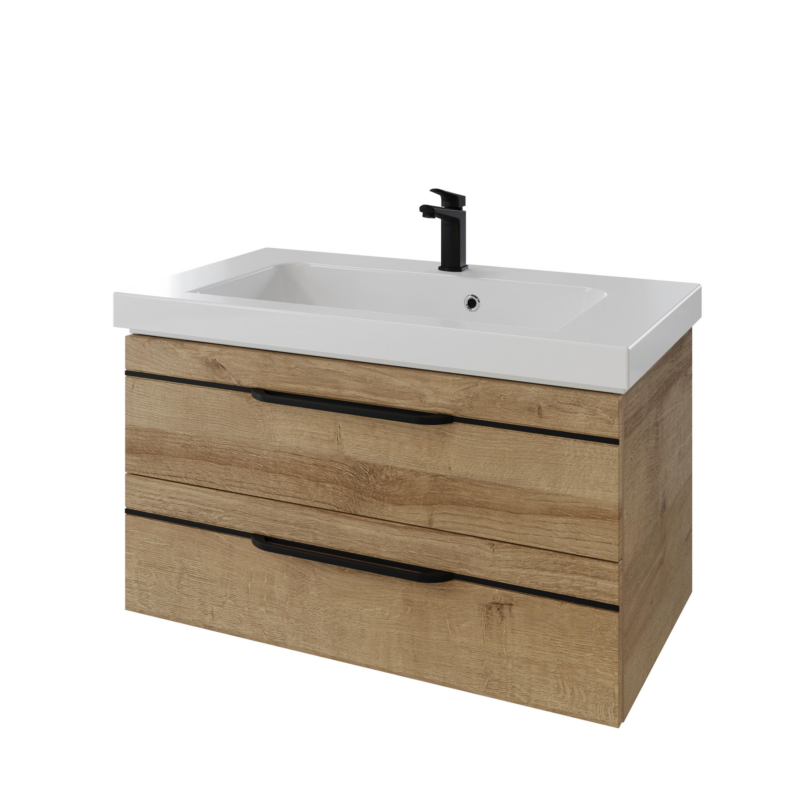 Bază Pentru Lavoar 88/48/49,6 cm  - culoare lemn stejar, Basics, material pe bază de lemn (88/48/49,6cm) - Sadena