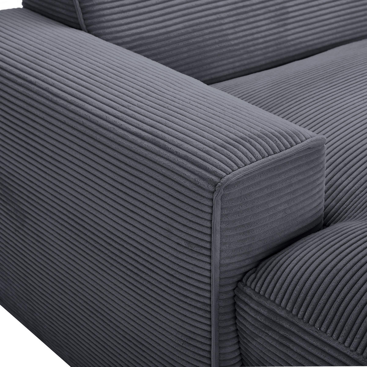 ECKSOFA in Cord Graphitfarben  - Schwarz/Graphitfarben, Design, Kunststoff/Textil (196/303cm) - Livetastic