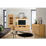 WOHNWAND  in Eichefarben  267/201,9/49,8 cm  - Eichefarben/Schwarz, Natur, Glas/Holz (267/201,9/49,8cm) - Linea Natura