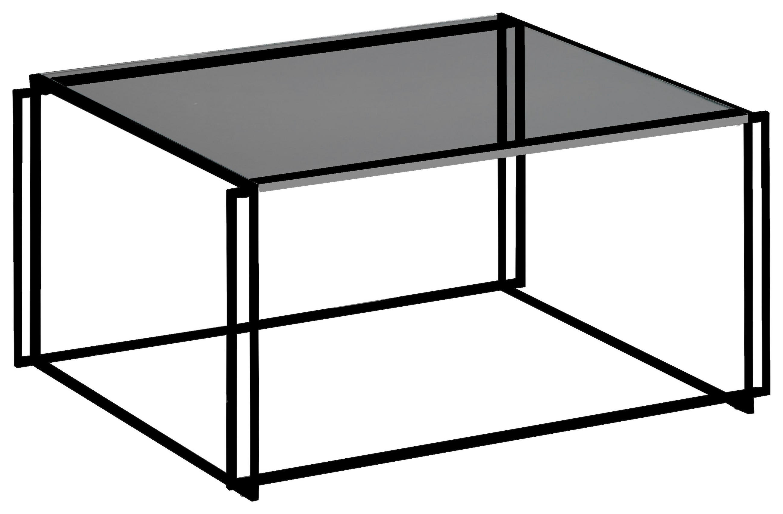 COUCHTISCH Sicherheitsglas, Flachglas, Rauchglas, ESG 75/60/43 cm rechteckig Schwarz, Dunkelgrau  - Dunkelgrau/Schwarz, Design, Glas/Metall (75/60/43cm) - Bacher