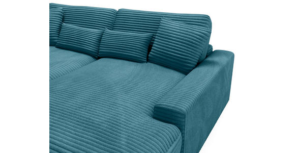 BIGSOFA Cord Petrol - Petrol/Schwarz, MODERN, Kunststoff/Textil (230/85/190cm) - Carryhome