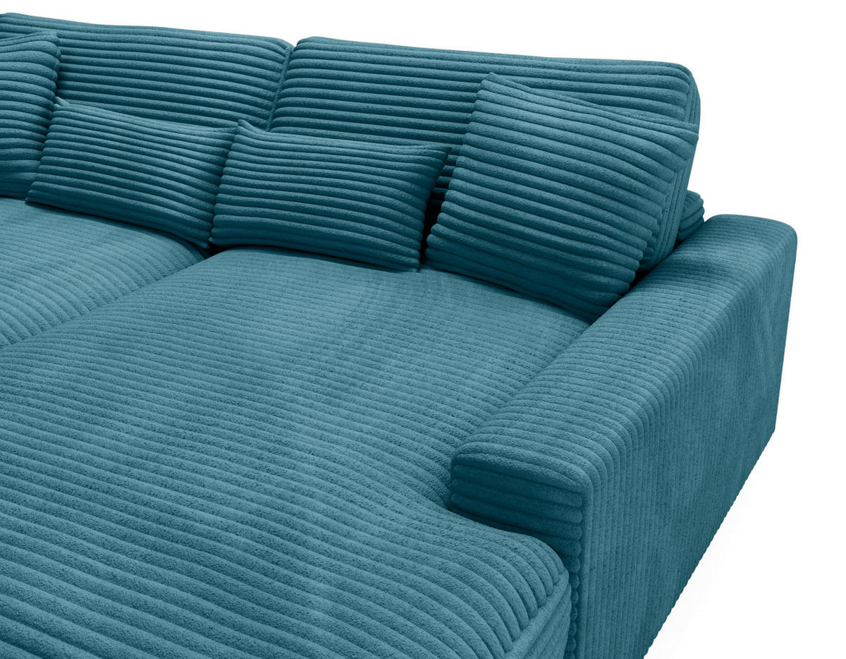 BIGSOFA Cord Petrol  - Petrol/Schwarz, MODERN, Kunststoff/Textil (230/85/190cm) - Carryhome