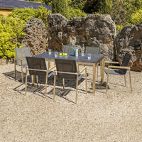 DINING-LOUNGESET  - Silberfarben/Grau, Basics, Glas/Holz (160/74/90cm) - Gardenson