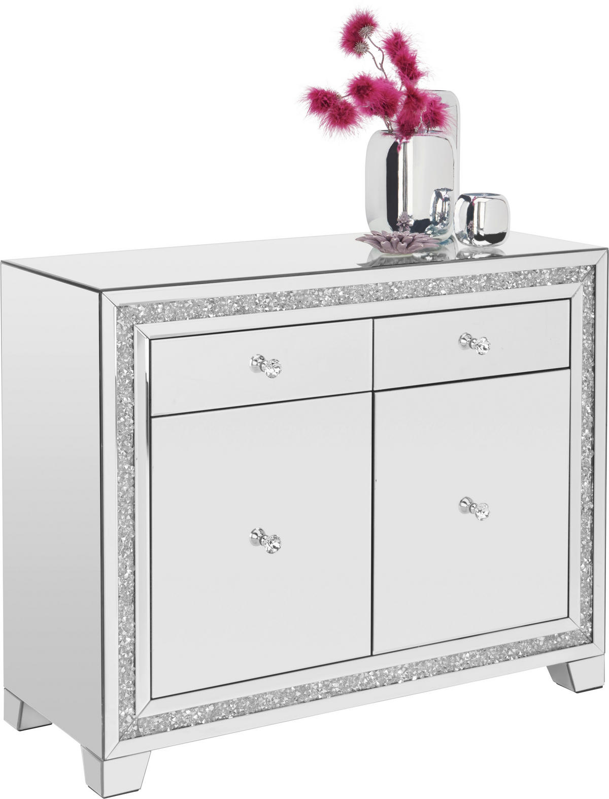 KOMMODE  in 100/80/40 cm  - Silberfarben, LIFESTYLE, Glas/Holzwerkstoff (100/80/40cm) - Xora