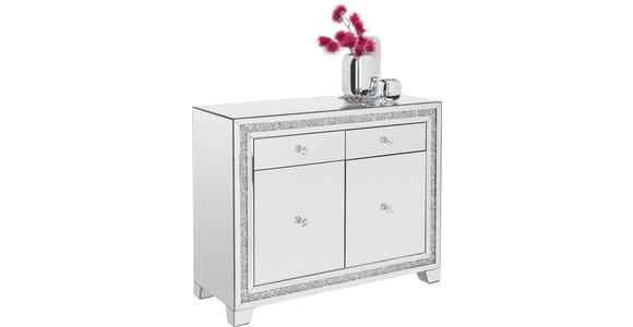 KOMMODE in 100/80/40 cm - Silberfarben, LIFESTYLE, Glas/Holzwerkstoff (100/80/40cm) - Xora