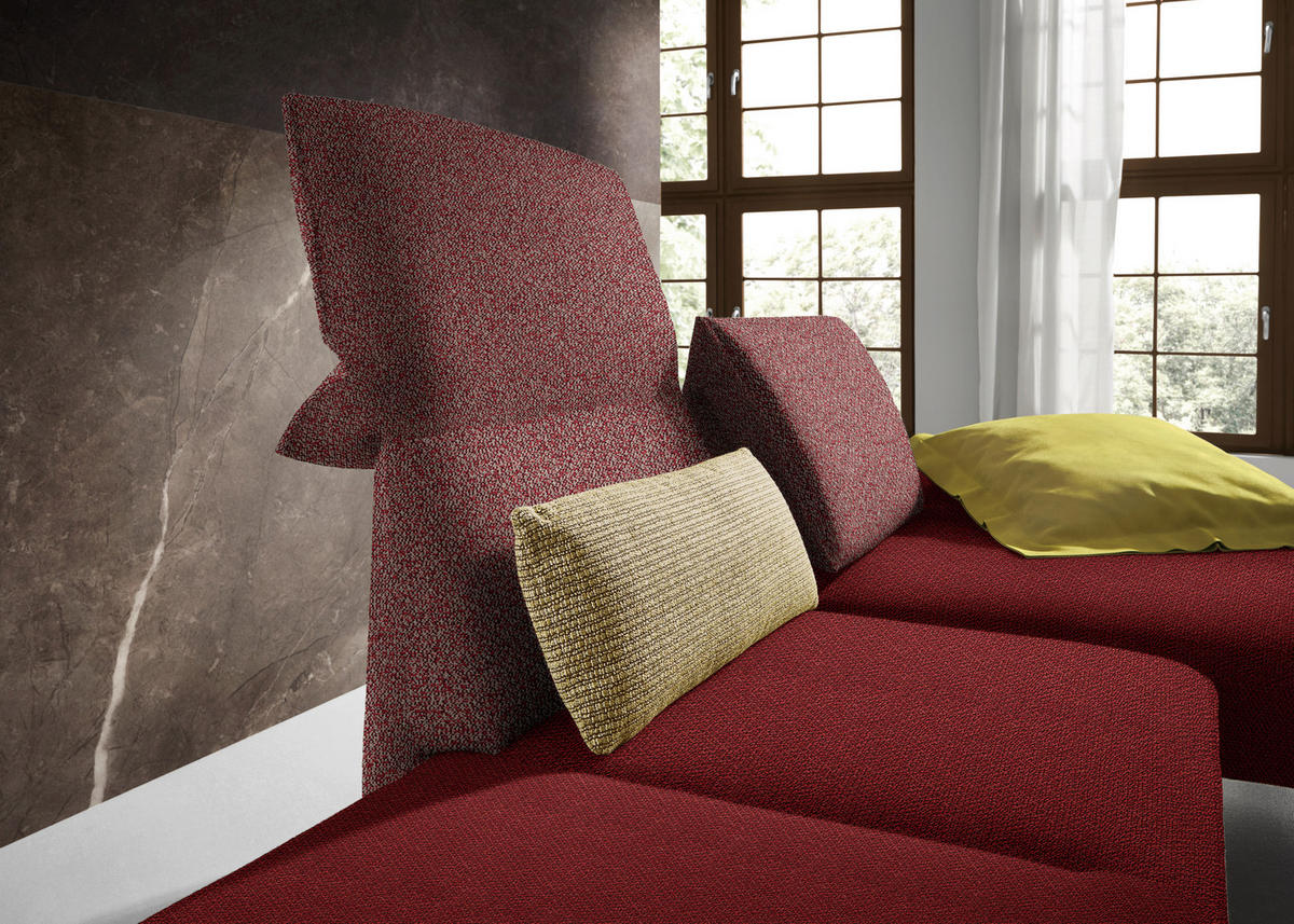 ECKSOFA in Flachgewebe Rot  - Chromfarben/Rot, Design, Holz/Textil (240/132cm) - Koinor