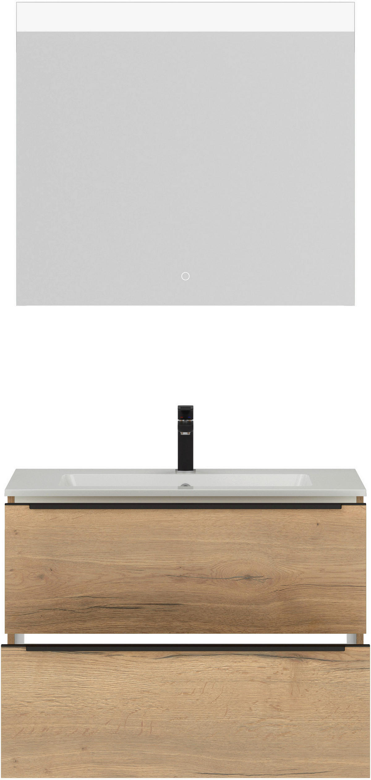 BADEZIMMER 3-teilig  in 81 cm  - Eichefarben/Schwarz, MODERN, Holzwerkstoff/Stein (81cm) - Nobilia