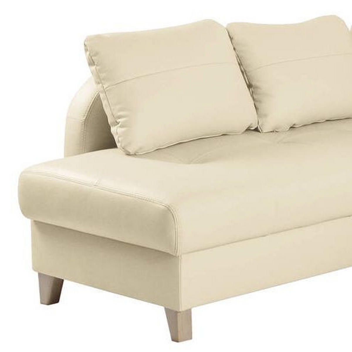 ECKSOFA Beige Echtleder Lederlook  - Beige/Buchefarben, Design, Leder/Holz (227/168cm) - Livetastic