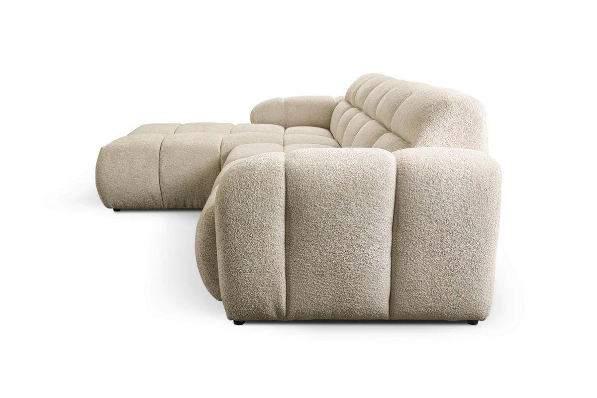 ECKSOFA VENTO in Bouclé Beige  175/255 cm  - Beige/Schwarz, Design, Kunststoff/Textil (175/255cm) - MID.YOU