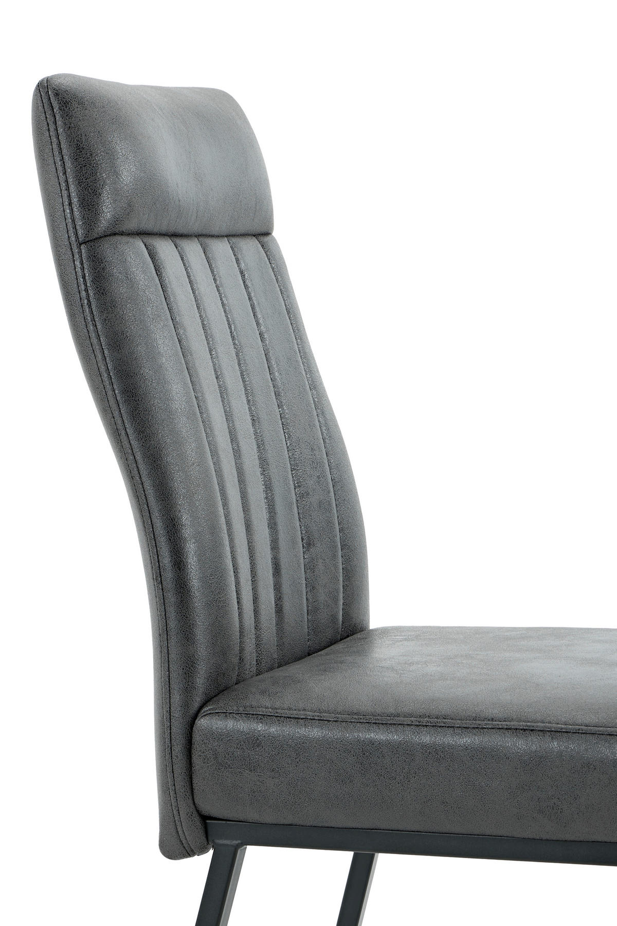 STUHL-SET 4 Stück  in Stahl Mikrofaser  - Anthrazit/Schwarz, MODERN, Textil/Metall (44/96/62cm) - MID.YOU