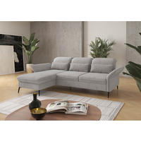 ECKSOFA Silberfarben Flachgewebe Sitztiefenverstellung  - Silberfarben/Schwarz, KONVENTIONELL, Textil/Metall (198/264cm) - Sit & More