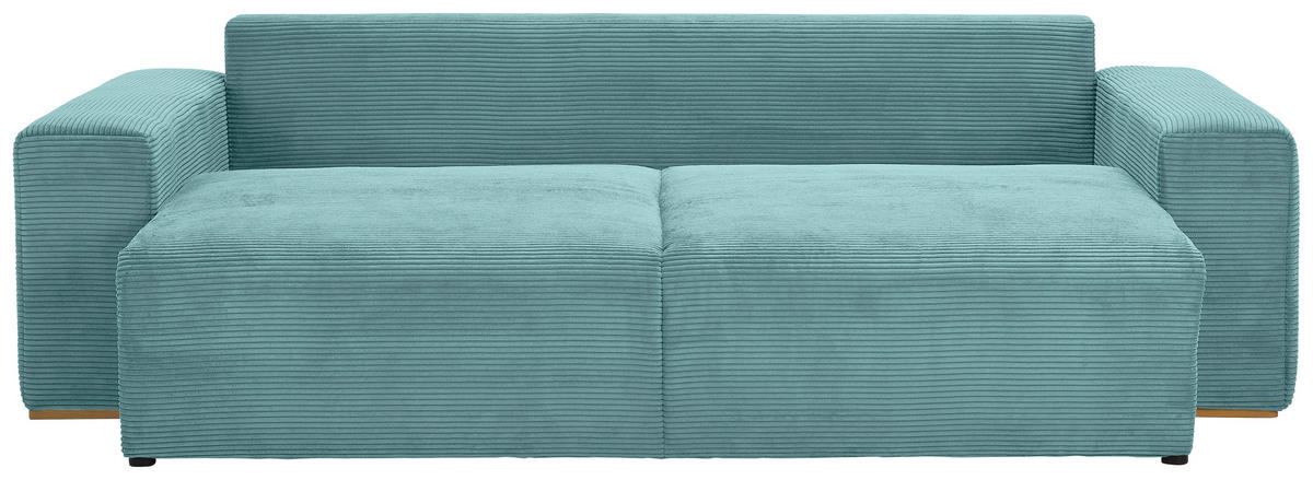 SCHLAFSOFA Cord Mintgrün  - Buchefarben/Schwarz, KONVENTIONELL, Holz/Kunststoff (255/86/123cm) - Livetastic