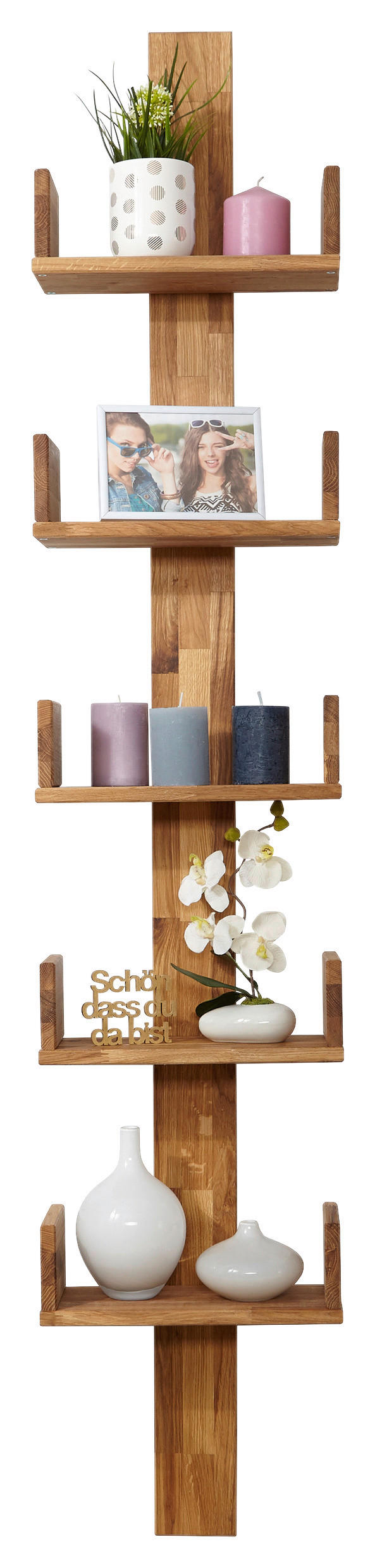 WANDREGAL Eiche vollmassiv Naturfarben  - Naturfarben, MODERN, Holz (35/180/17cm) - MID.YOU