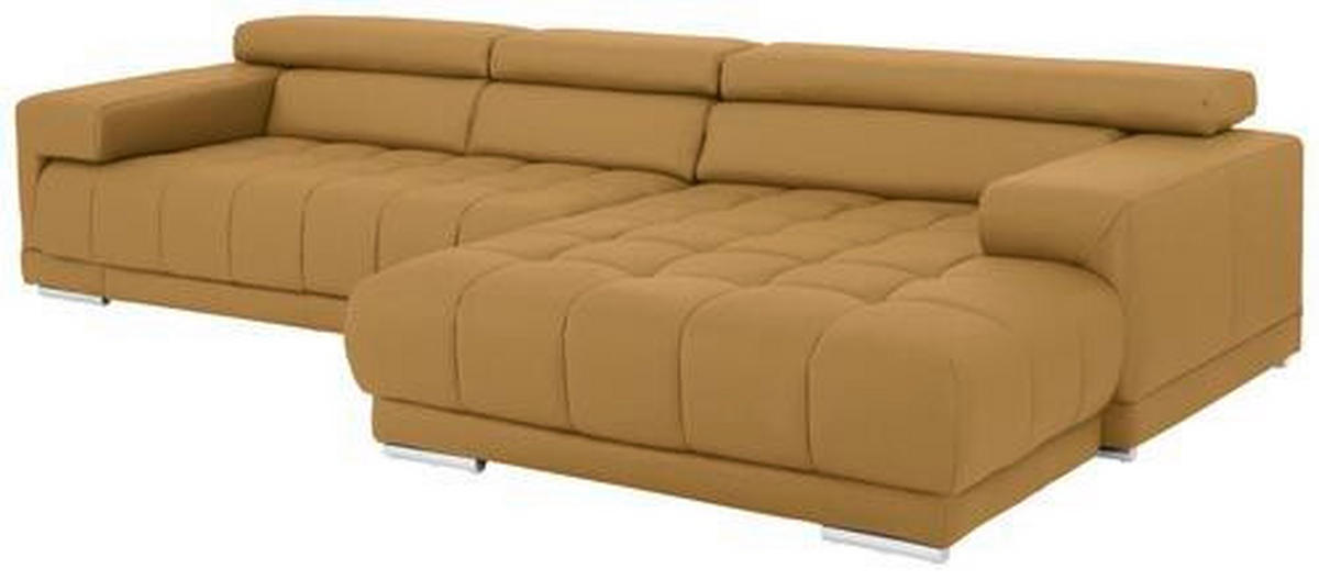 ECKSOFA in Echtleder Gelb  - Chromfarben/Gelb, Design, Leder/Metall (330/190cm) - Beldomo Speed