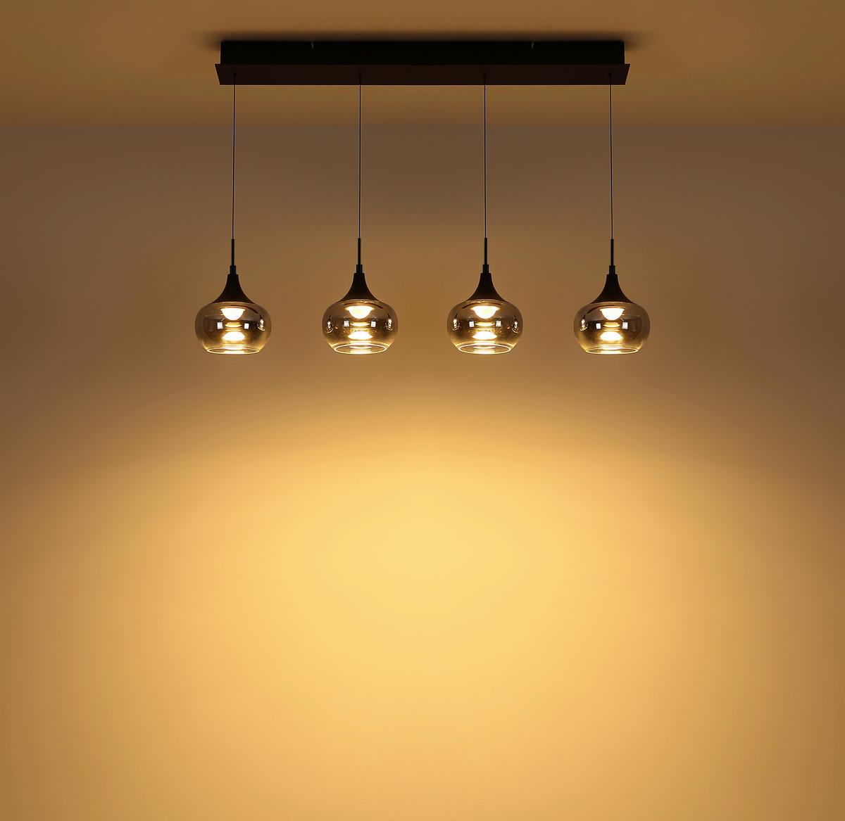 HÄNGELEUCHTE Lui 90/15/150 cm   - Klar/Schwarz, Design, Glas/Kunststoff (90/15/150cm) - Globo