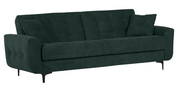 SCHLAFSOFA  in Flachgewebe Dunkelgrün  - Dunkelgrün/Schwarz, KONVENTIONELL, Textil/Metall (230/84/95cm) - Xora