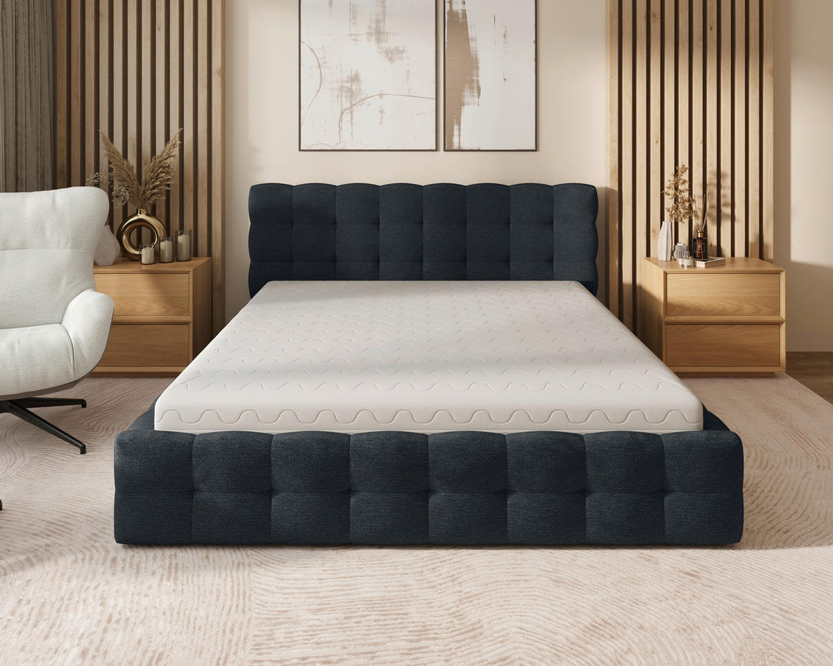 POLSTERBETT 200/200 cm,  in Anthrazit, gepolstertes Kopfteil, Lattenrost, Bettkasten,  - Anthrazit/Schwarz, MODERN, Holz/Kunststoff (200/200cm) - Chameo