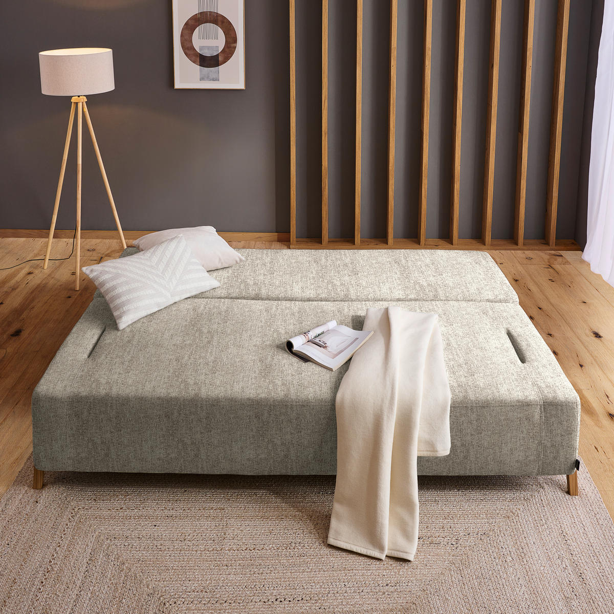 SCHLAFSOFA in Holz, Textil Greige  - Greige/Naturfarben, Design, Holz/Textil (211/88/102cm) - Niels Andersson