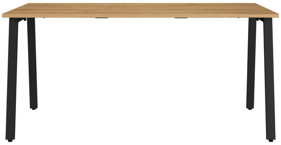SCHREIBTISCH 160/80/75 cm  in Schwarz, Eichefarben  - Eichefarben/Schwarz, MODERN, Holzwerkstoff/Metall (160/80/75cm) - Novel