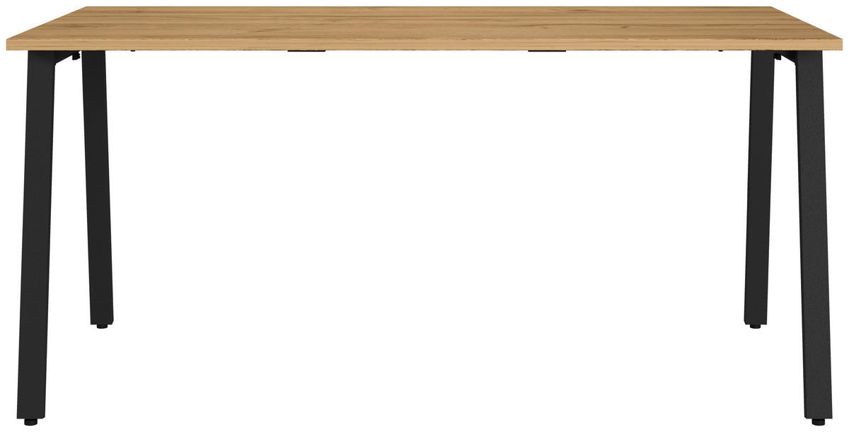 SCHREIBTISCH 160/80/75 cm  in Schwarz, Eichefarben  - Eichefarben/Schwarz, MODERN, Holzwerkstoff/Metall (160/80/75cm) - Novel