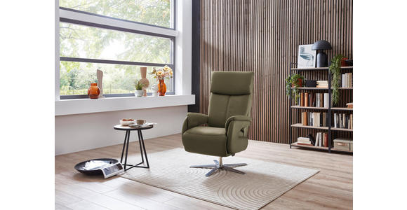 RELAXSESSEL in Leder Olivgrün - Edelstahlfarben/Olivgrün, Design, Leder/Metall (70/124/85cm) - Cantus
