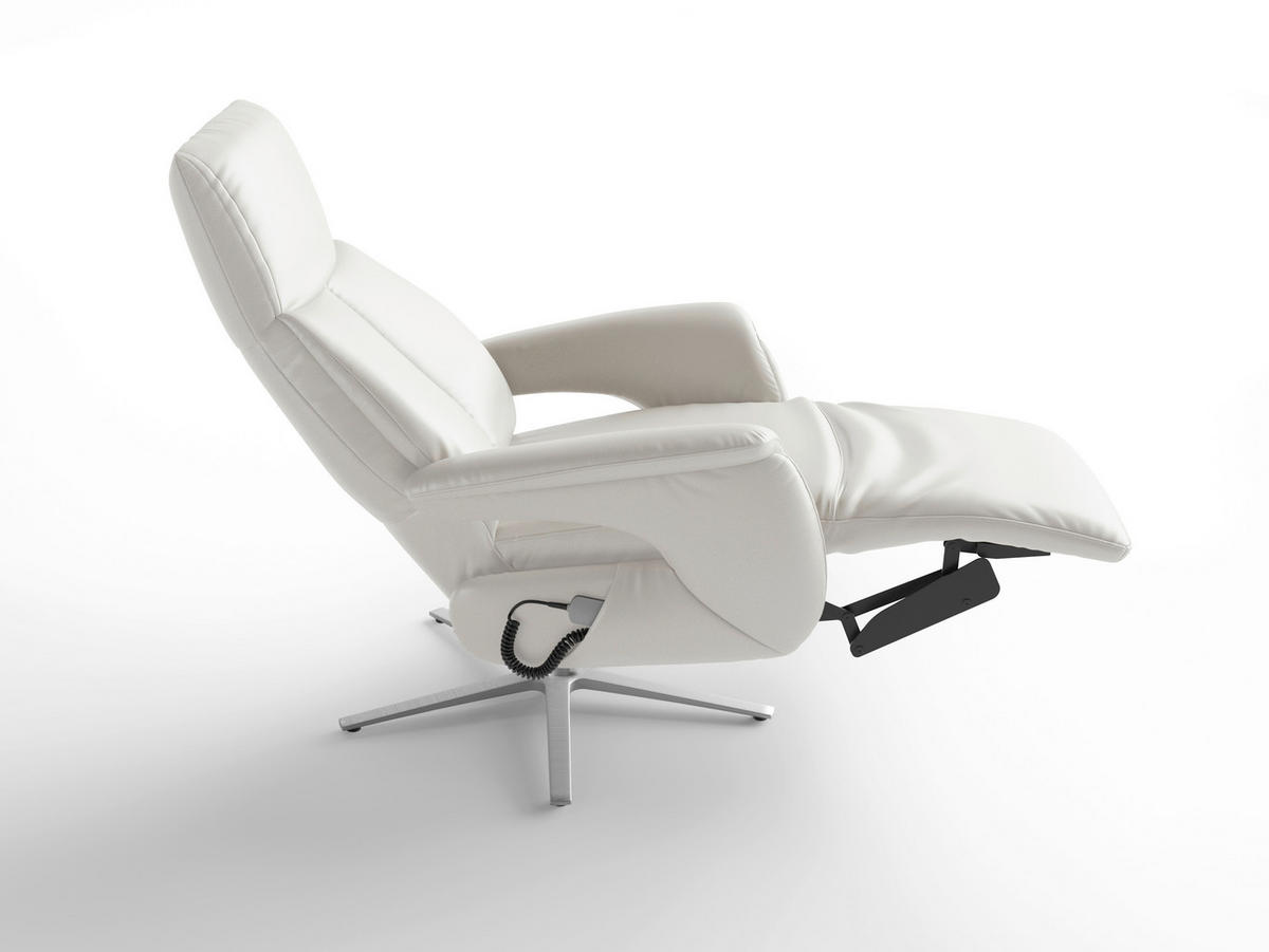 RELAXSESSEL TV LAZY E XS1 Echtleder Kopfteilverstellung, Rücken echt    - Silberfarben/Weiß, Basics, Leder/Metall (75/110/85cm) - Sit & More
