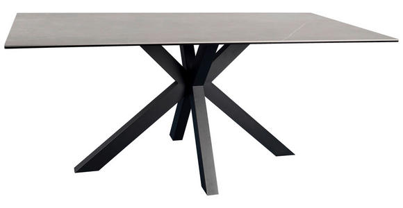 ESSTISCH in Metall, Glas, Keramik 180/90/76 cm - Schwarz/Grau, Design, Glas/Keramik (180/90/76cm) - Novel