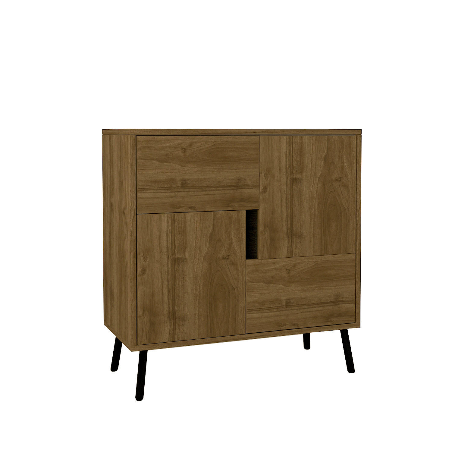 KOMMODE 35/79/76,5 cm  - Kastanienfarben/Schwarz, Design, Holz/Metall (35/79/76,5cm) - Livetastic