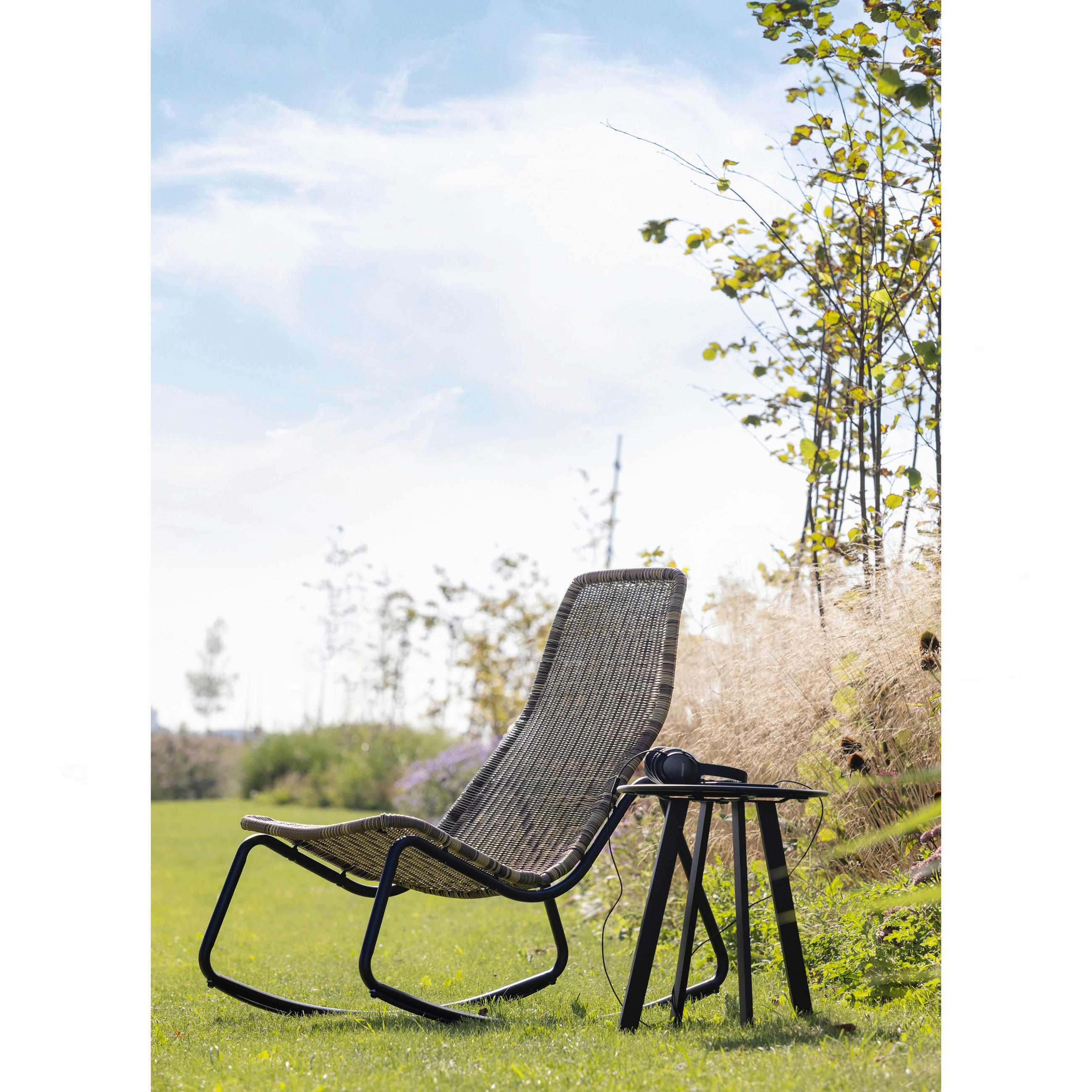 SCHAUKELSTUHL in Naturfarben  - Schwarz/Naturfarben, Design, Kunststoff/Metall (51/97/95cm) - Livetastic