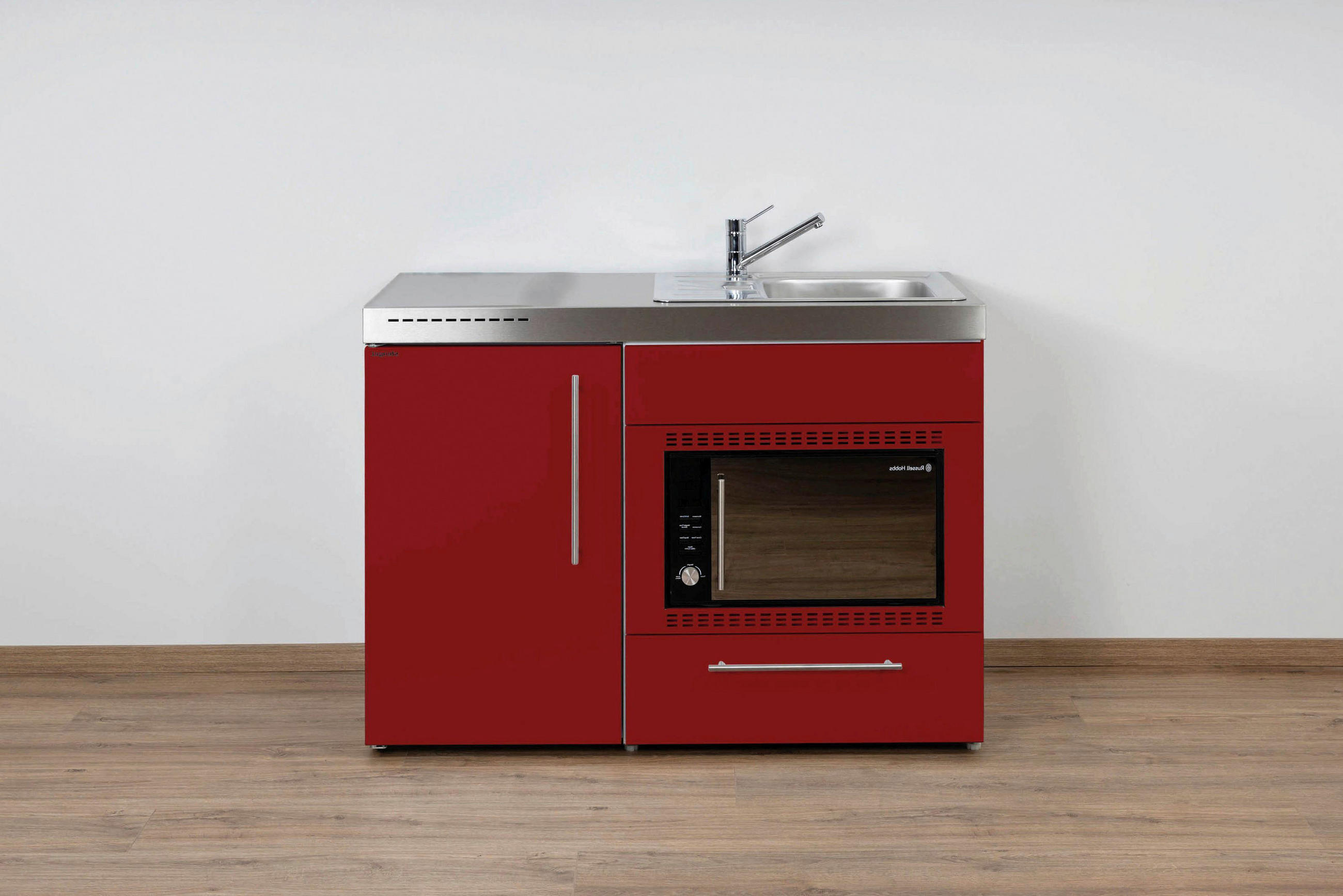 MINIKÜCHE  120/89/60 cm  in Bordeaux  - Edelstahlfarben/Bordeaux, Basics, Metall (120/89/60cm)