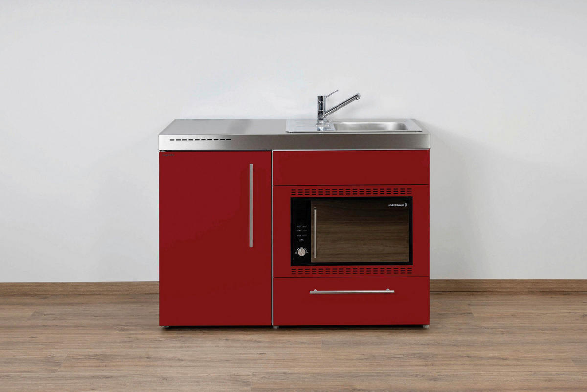 MINIKÜCHE  120/89/60 cm  in Bordeaux  - Edelstahlfarben/Bordeaux, Basics, Metall (120/89/60cm)