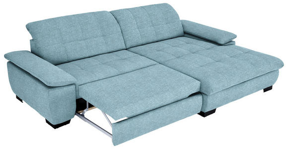 ECKSOFA in Webstoff Hellblau  - Schwarz/Hellblau, Design, Textil/Metall (265/180cm) - Carryhome