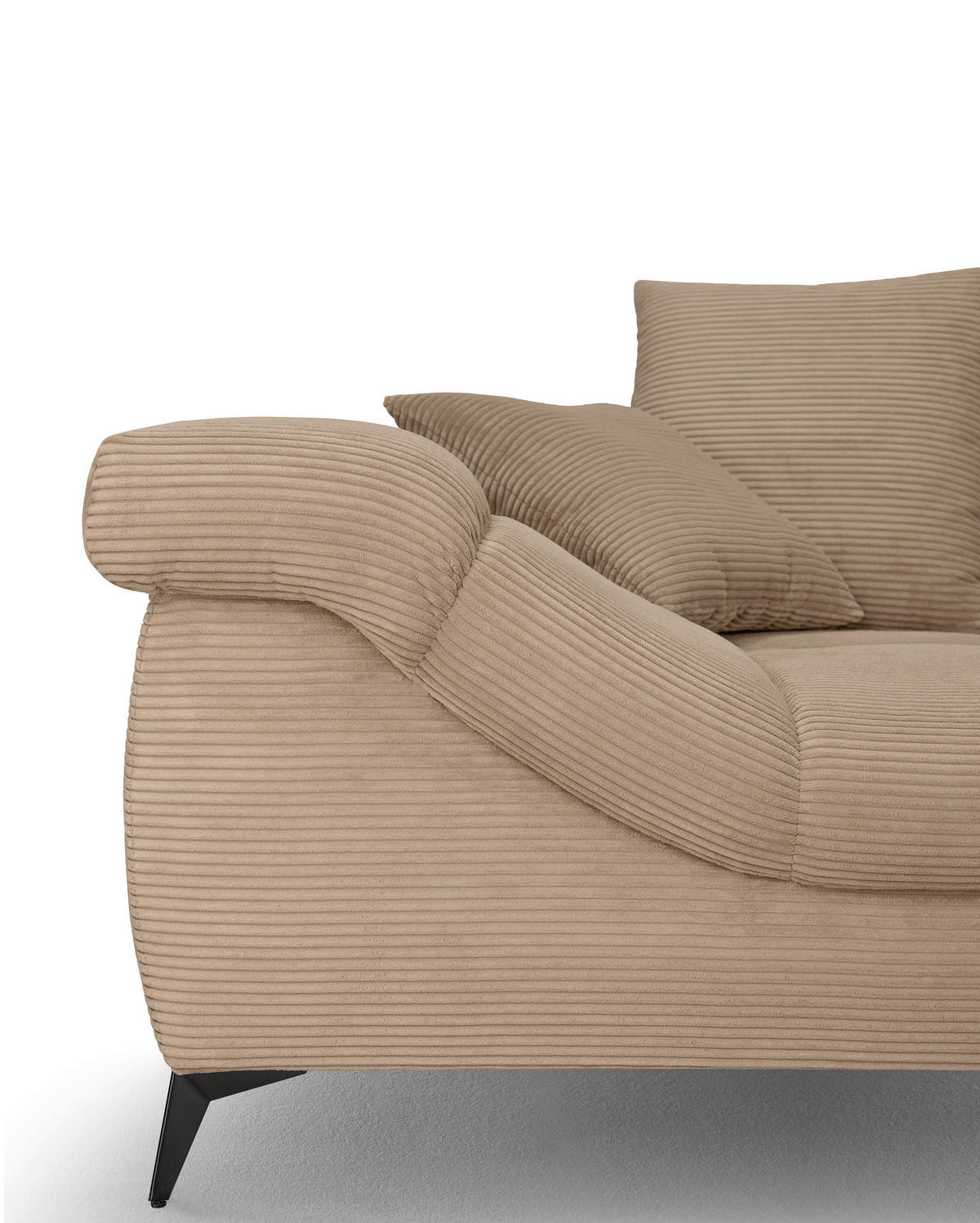 ECKSOFA Taupe Cord Rückenkissen, Armlehnenkissen, Rücken echt  - Taupe/Schwarz, KONVENTIONELL, Textil/Metall (332/231cm) - Carryhome
