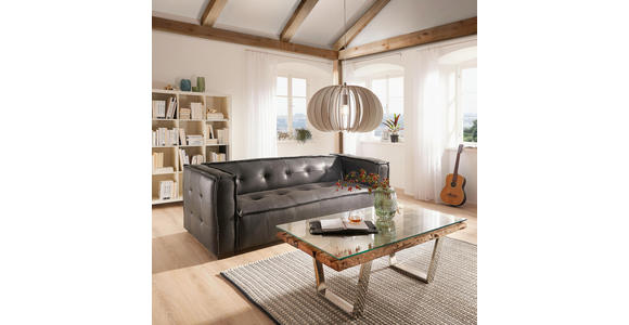 BIGSOFA Echtleder Grau, Schwarz - Schwarz/Grau, Design, Leder/Holz (232/76/102cm) - Cantus