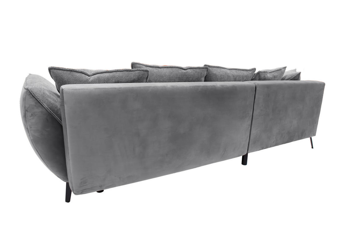 ECKSOFA in Struktur Hellgrau, Grau  187/282 cm  - Hellgrau/Schwarz, Design, Textil/Metall (187/282cm) - Livetastic