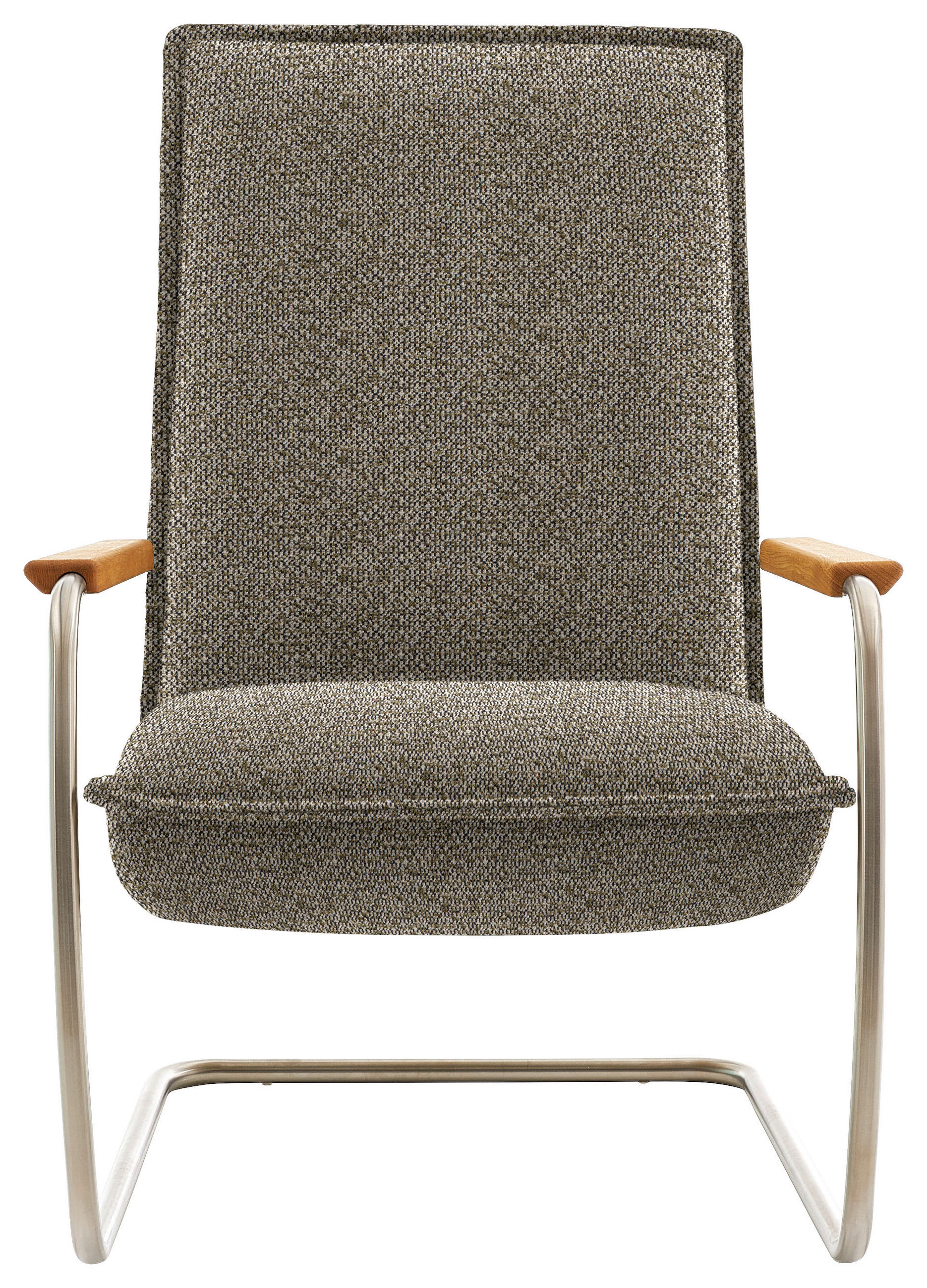SESSEL in Flachgewebe Grün  - Edelstahlfarben/Eichefarben, Design, Holz/Textil (76/105/87cm) - Livetastic