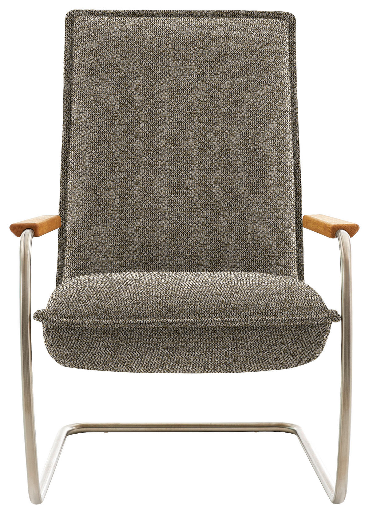 SESSEL in Flachgewebe Grün  - Edelstahlfarben/Eichefarben, Design, Holz/Textil (76/105/87cm) - Livetastic