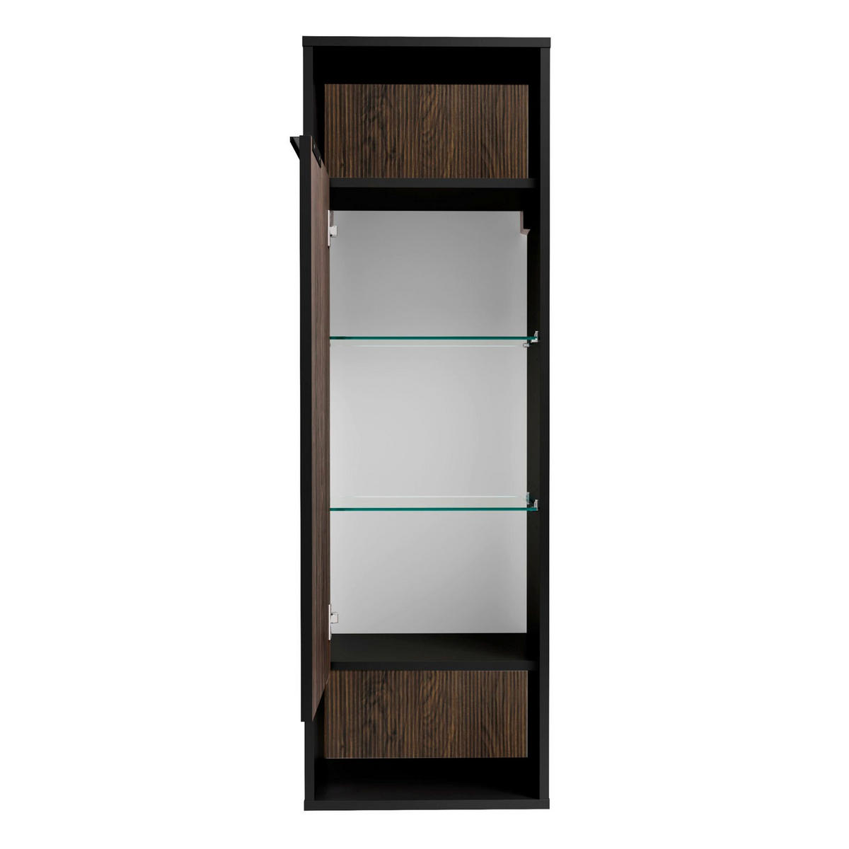 MIDISCHRANK 40,2/125,7/32 cm  - Eiche dunkel/Schwarz, Basics, Glas/Holzwerkstoff (40,2/125,7/32cm) - MID.YOU