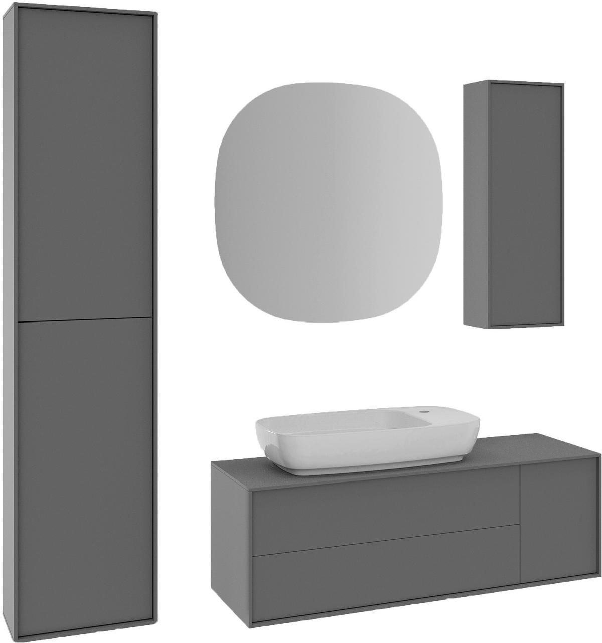 WASCHTISCHKOMBI 120 cm  - Weiss Hochglanz/Anthrazit, Modern, Keramik/Holzwerkstoff (120cm) - Welnova