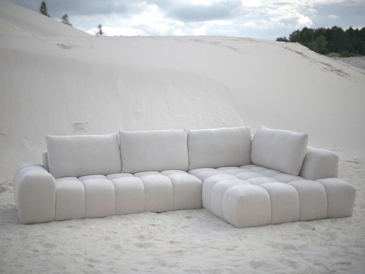 ECKSOFA Ottomane rechts  EVEREST Beige Struktur  - Beige/Schwarz, MODERN, Kunststoff/Textil (352/210cm) - Livetastic