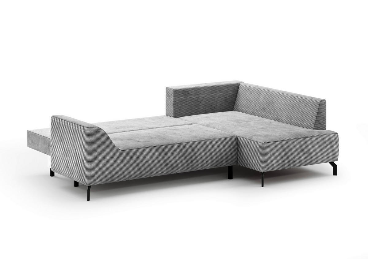 ECKSCHLAFSOFA in Cord Hellgrau  - Hellgrau/Schwarz, Design, Textil/Metall (273/167cm) - MID.YOU