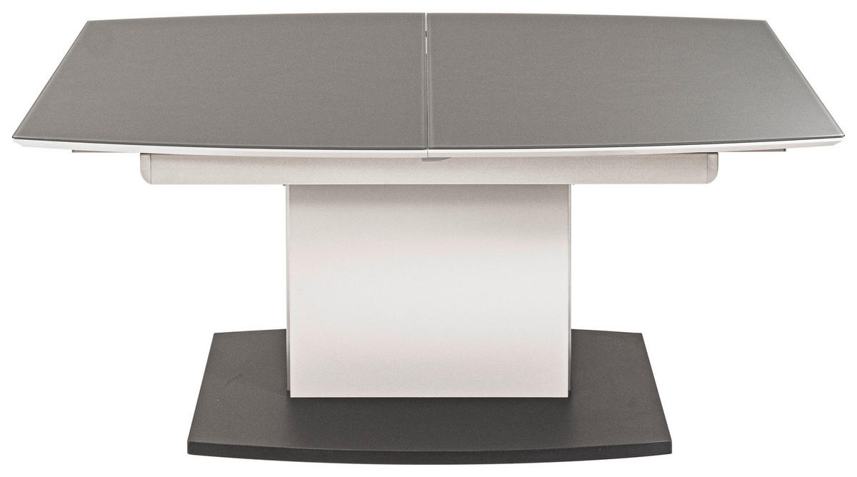 COUCHTISCH ESG, Milchglas 115-155/70/53-72 cm bootsförmig Silberfarben, Grau  - Silberfarben/Grau, MODERN, Glas/Holzwerkstoff (115-155/70/53-72cm)